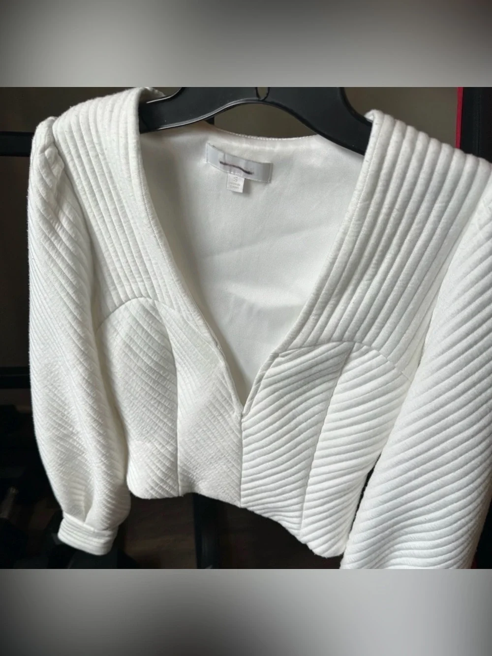 Anthropologie Eri + Ali White Ribbed Puff Sleeve Corset Crop Top Small